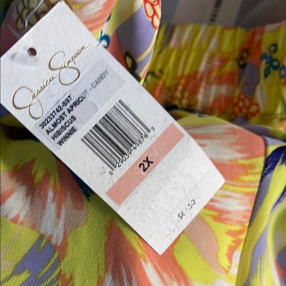 Jessica Simpson Winnie Print Yellow and Purple Wide Leg Soft Pants - Picture 7 of 7